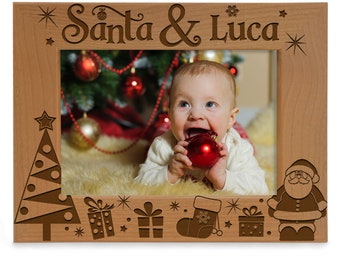 PERSONALIZED - Santa & Me Engraved Christmas Picture Frame. First Christmas Gift with Santa for Baby Boy or Girl, Baby's 1st Christmas Photo