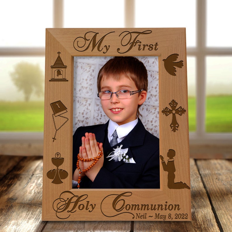 Priest Frame PERSONALIZED - My First Holy Communion Engraved Religious Picture Frame ...