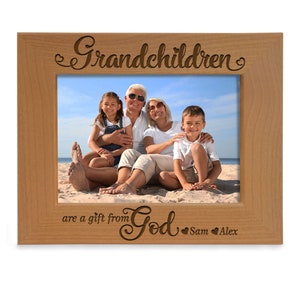 PERSONALIZED - Grandchildren A Gift From God Picture Frame. Grandma, Grandpa, Birthday, Christmas, Mother&#39;s Day, Father&#39;s Day, Photo Gift