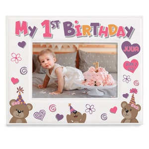 PERSONALIZED-My 1st Birthday Cute Classic Picture Frame. Perfect Gift to Celebrate Baby Girl&#39;s First Birthday. 1st Birthday. Baby Photo Gift