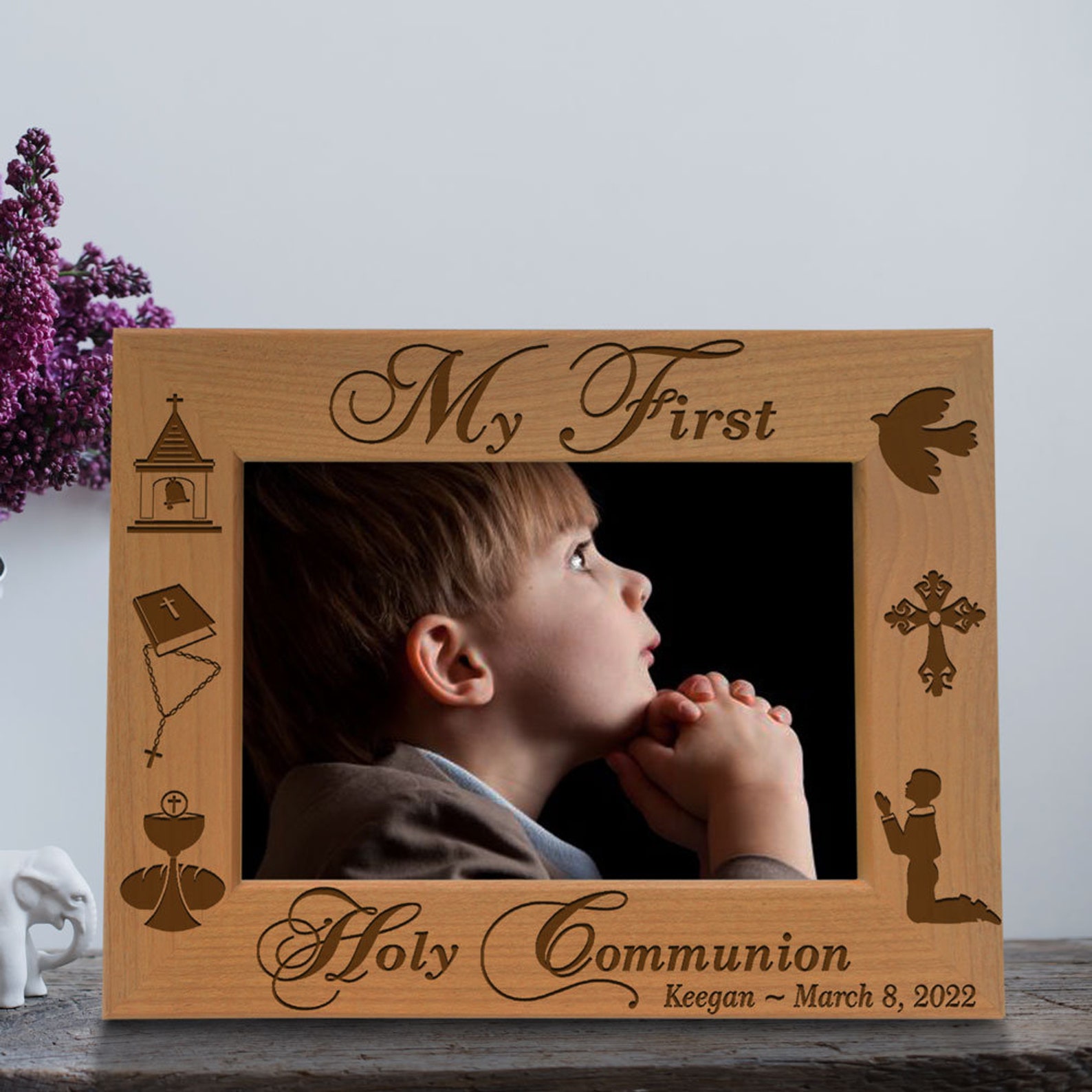 Priest Frame PERSONALIZED - My First Holy Communion Engraved Religious Picture Frame ...