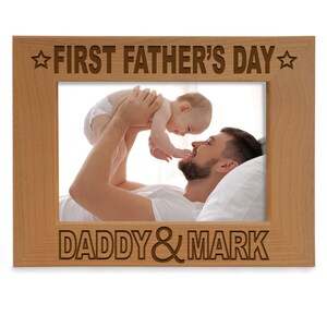 PERSONALIZED -First Father&#39;s Day with Daddy & Me Engraved Picture Frame. Ideal Gift New Dad, 1st Father&#39;s Day, Baby Shower, Pregnancy Reveal