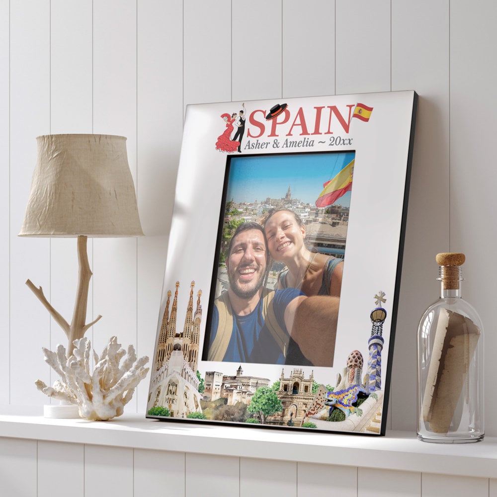 PERSONALIZED - Spain Picture Frame. Spain Wedding Photo. Family