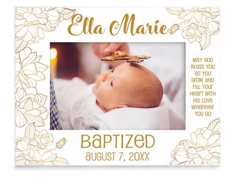 PERSONALIZED - Baptism Gold Picture Frame. Religious Gifts, Christening Gift from Godparents, Baptism frame, Dedication, Baby Baptism Photo