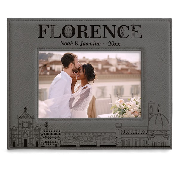 PERSONALIZED - Florence Picture Frame. Family Vacation, Couple Vacation, Wedding, Anniversary, Honeymoon, Engagement Gift. Wedding Photo.