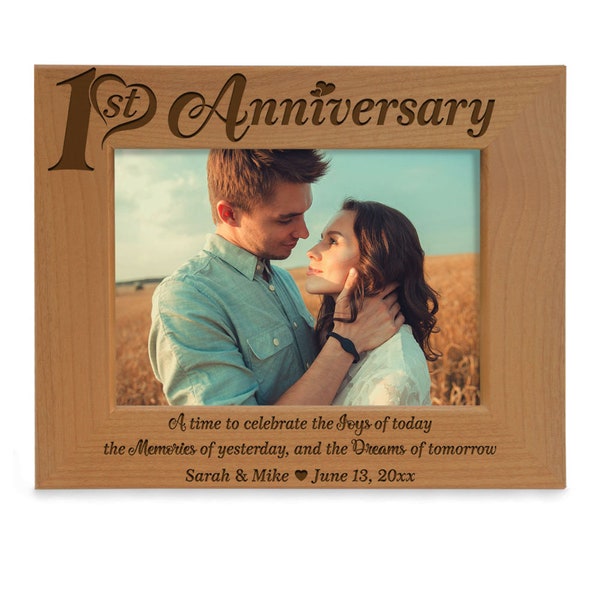 PERSONALIZED - 1st Anniversary A Time To Celebrate Picture Frame. One Year Paper Anniversary, Marriage Gifts for Couple, Husband and Wife