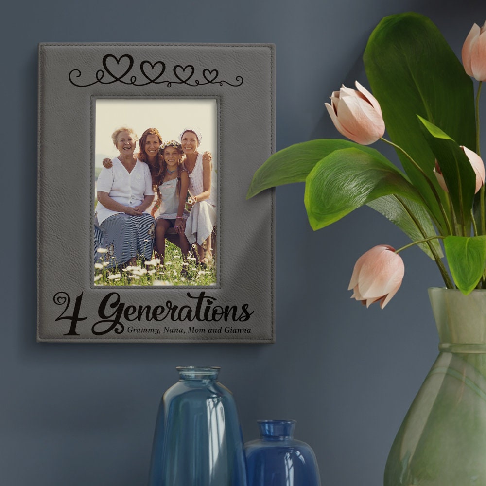PERSONALIZED - Four Generations Hearts Engraved Classic Picture Frame ...