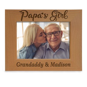 PERSONALIZED- Papa&#39;s Girl Engraved Picture Frame. Best Grandpa, Birthday, Christmas, Father&#39;s Day, First Time Grandpa, Gender Reveal Gift