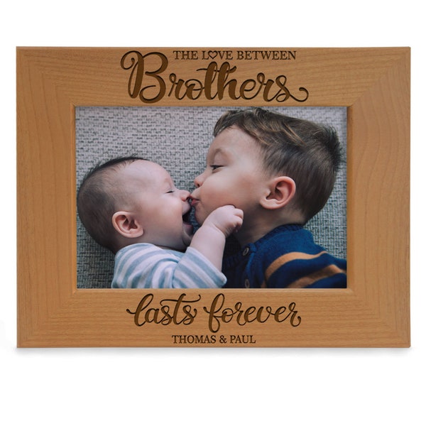 PERSONALIZED -The Love Between Brothers Lasts Forever Engraved Picture Frame. Birthday, Christmas, Sibling, Family, Wedding Gift for Brother