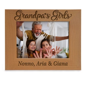 PERSONALIZED-Grandpa's Girls Engraved Picture Frame. Best Grandpa, Birthday, Christmas, Father's Day, First Time Grandpa, Gender Reveal Gift