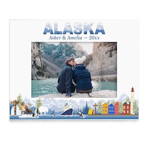 PERSONALIZED - Alaska Picture Frame. Family Vacation, Couple Vacation, Wedding, Anniversary, Honeymoon, Engagement Gift. Wedding Photo.