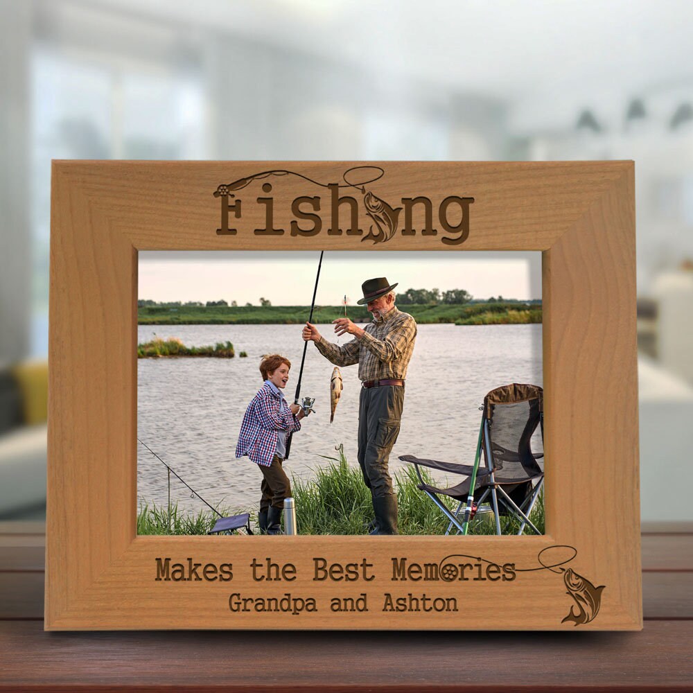 PERSONALIZED Fishing Makes the Best Memories Picture Frame. Ideal Gift for  Grandpa, Birthday, Christmas, Father's Day, New Grandpa Photo 