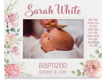 PERSONALIZED - Baptism Picture Frame. Christening Gift, Religious Gifts, Gift from Godparents, Baptism frame for Girl, Baby Baptism Photo