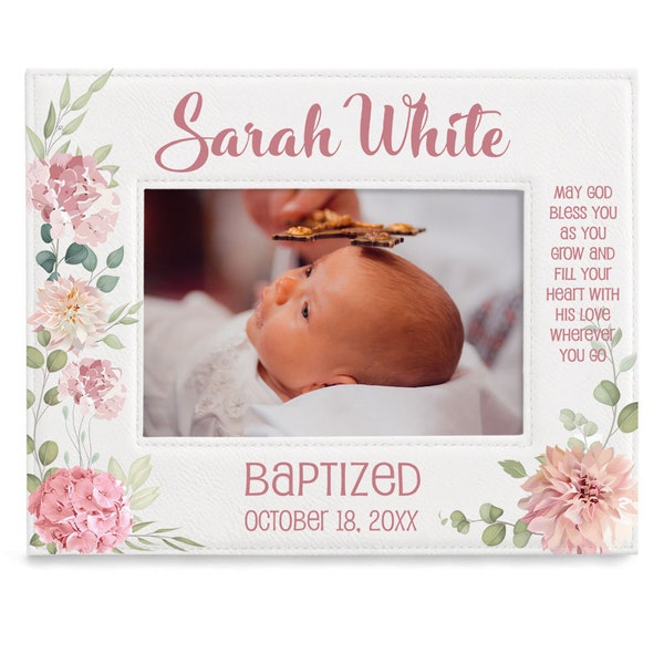 PERSONALIZED - Baptism Picture Frame. Christening Gift, Religious Gifts, Gift from Godparents, Baptism frame for Girl, Baby Baptism Photo