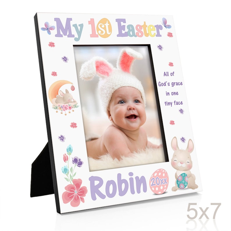 PERSONALIZED My 1st Easter All of God's Grace In One Tiny Face Picture Frame. Baby's First Easter. Easter Photo Frame for Baby. Baby Photo image 9