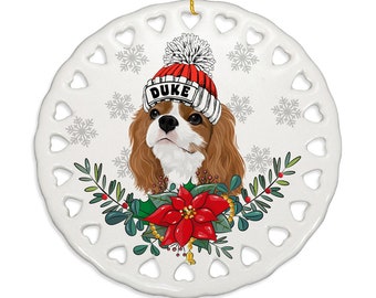 PERSONALIZED - Cavalier King Charles Spaniel Dog Ceramic Ornament. Christmas, Family, Dog Parents, Dog Mom, Dog Dad, Furry Friend Gift