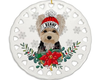 PERSONALIZED-Yorkshire Terrier Dog Cute Ornament. Gift for Christmas, Family, Holiday Season, Dog Parents, Dog Mom, Dog Dad, Furry Friend