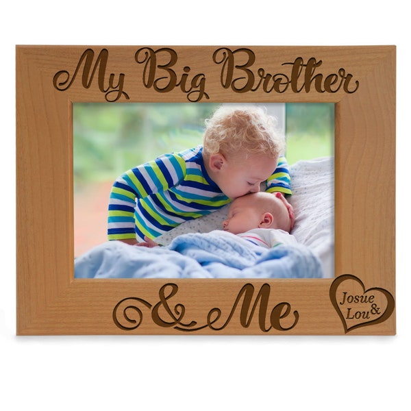 PERSONALIZED -  My Big Brother & Me Engraved Picture Frame. Best Big Brother Ever, Birthday, Christmas, Nursery, Photo, Cute, Siblings Gift