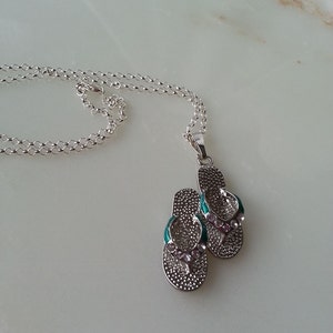 Silver Finished Flip Flop Pendant with Sterling Silver Filled Chain