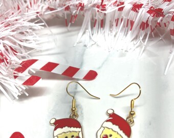 Santa Earrings ! Stainless Steel Gold finished Ear Wires gift for Christmas…