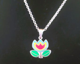 Enameled Flower Necklace gift for mom necklace gift for daughter