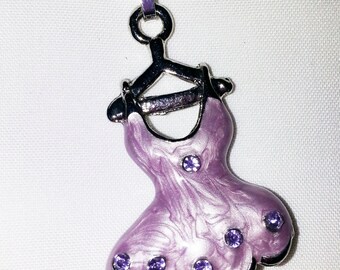 Purple Dress Pendant with 18" Sterling Silver Filled Chain