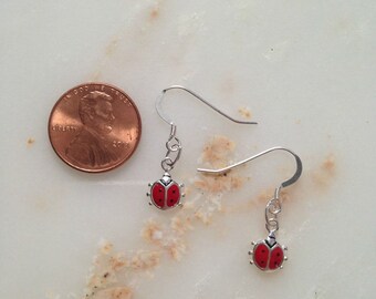 Sterling Silver Ladybug Earrings