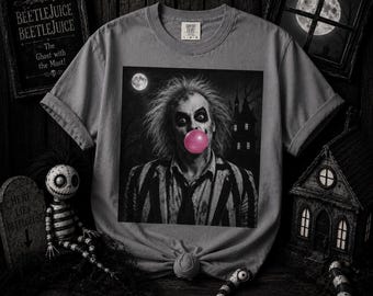 Beetlejuice Bubble Gum Shirt, Gothic Halloween Tee, Vintage Horror Comfort Colors Baggy Fit