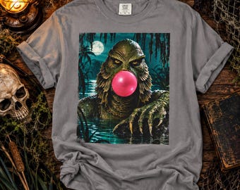 Creature From the Black Lagoon Bubblegum Tee, Retro Horror Monster Shirt (Comfort Colors)