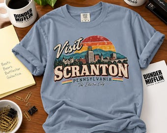 Scranton PA Retro Travel Tee, The Office Inspired, Electric City Comfort Colors