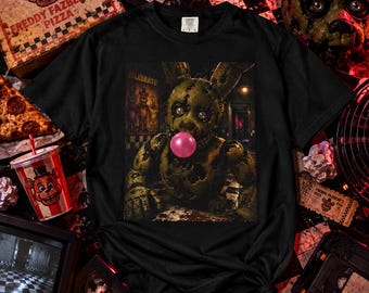 Springtrap Shirt, Five Nights at Freddys Shirt, FNAF Shirt, Springtrap Bubblegum Tee, Horror Game Shirt, Spooky Gamer Gift