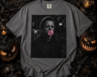 Camiseta gráfica de Michael Myers con chicle / Camiseta de terror de Haddonfield para Halloween