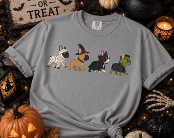 Camiseta de Halloween para bulldog francés, camiseta espeluznante de bulldog francés, camiseta de Halloween para mamás de perros, regalo para bulldog francés, linda camiseta espeluznante para perros, camiseta para amantes de los perros