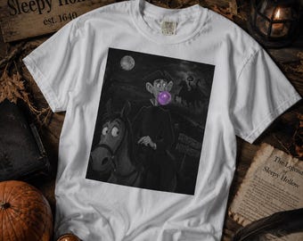 Camiseta de Sleepy Hollow con Ichabod Crane / Camiseta gótica de Halloween con estampado de chicle (Colores cómodos)