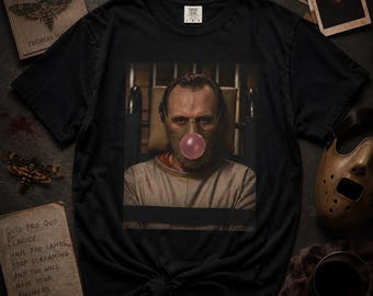 Camiseta de Hannibal Lecter de El silencio de los corderos con chicle, camiseta de película de terror