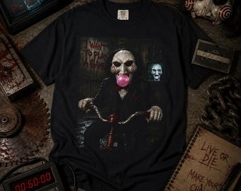 Camiseta gráfica de Billy el títere Chicle Saw Horror