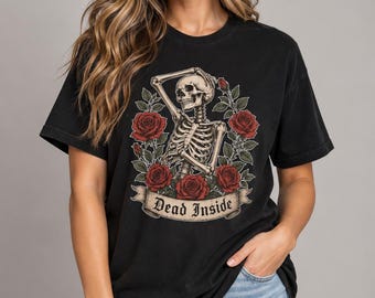 Gothic Floral Skeleton Shirt, Roses, Dark Humor Tee
