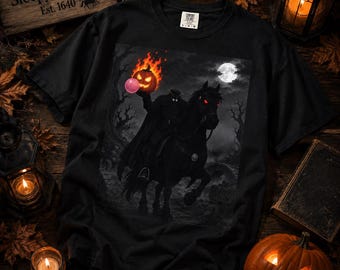 Camiseta inspirada en Sleepy Hollow de Disney / Camiseta de Halloween del Jinete sin Cabeza / Camiseta de Ichabod Crane de Bing Crosby / Camiseta gótica de otoño de Comfort Colors