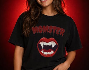 Momster Vampire Lips Graphic T-Shirt — Spooky Halloween Mom Tee
