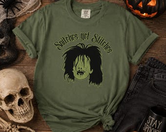 Billy Butcherson Hocus Pocus Snitches Get Stitches Halloween Shirt, Gothic Zombie T-Shirt, Spooky Season Shirt, Halloween Costume Tee