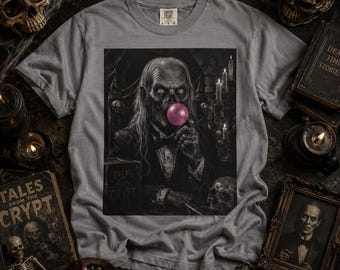 Crypt Keeper Bubblegum Shirt, Horror Host Graphic Tee, Gothic Halloween Apparel