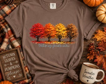 Camiseta Autumn Tree Row con los colores del otoño / El otoño es mi color favorito