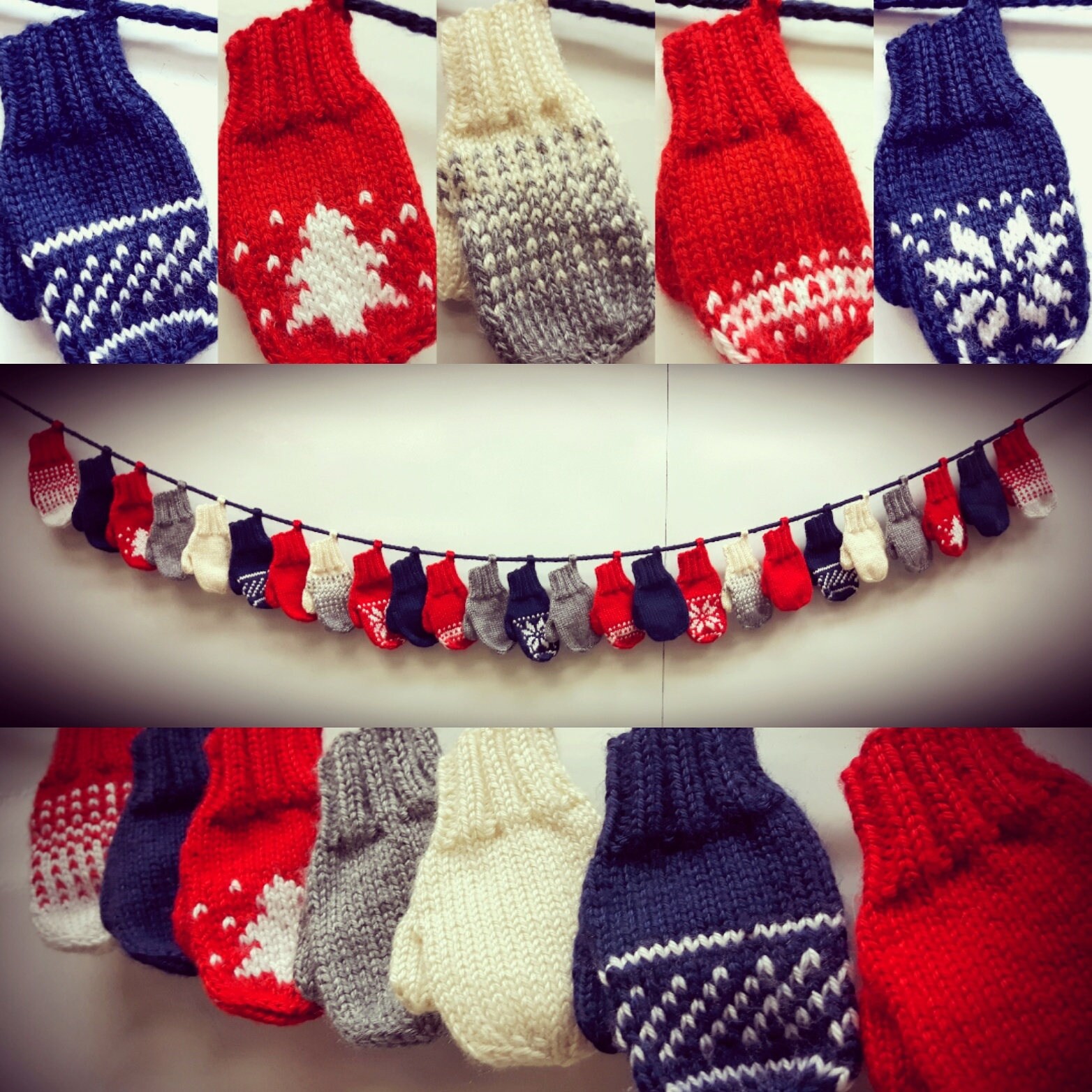 Handknit Holiday Garland Knit Mitten Garland Knit Advent Etsy Canada