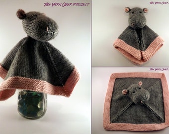 Couverture câlin à la main-tricot - tricot Hippo Lovey couverture - doudou hippopotame en tricot pour bébé