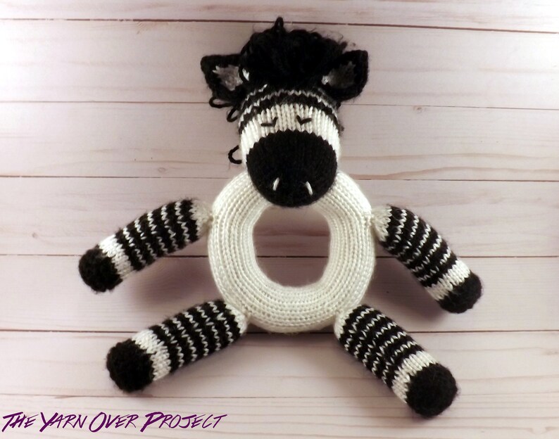 HandKnit Baby Rattle Knitted Zebra Rattle for Baby Knit Etsy