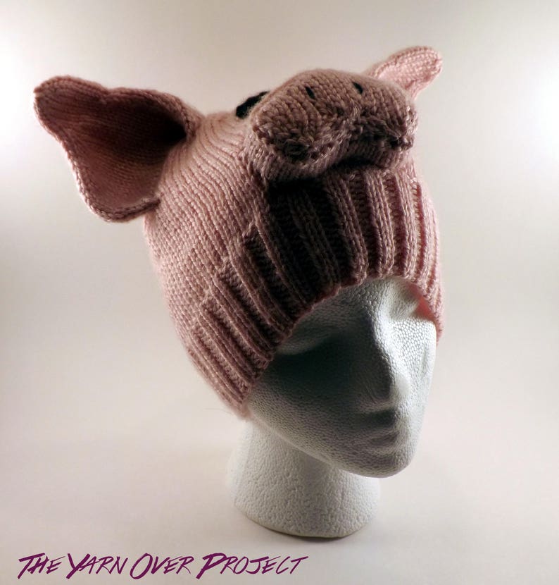 Knit Pig Hat Hand Knit Pig Hat Knit Animal Hat Animal Etsy