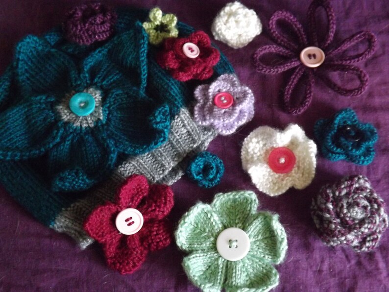 PATTERNS Knitted Flowers Flower Patterns Knitted Flower Etsy Canada