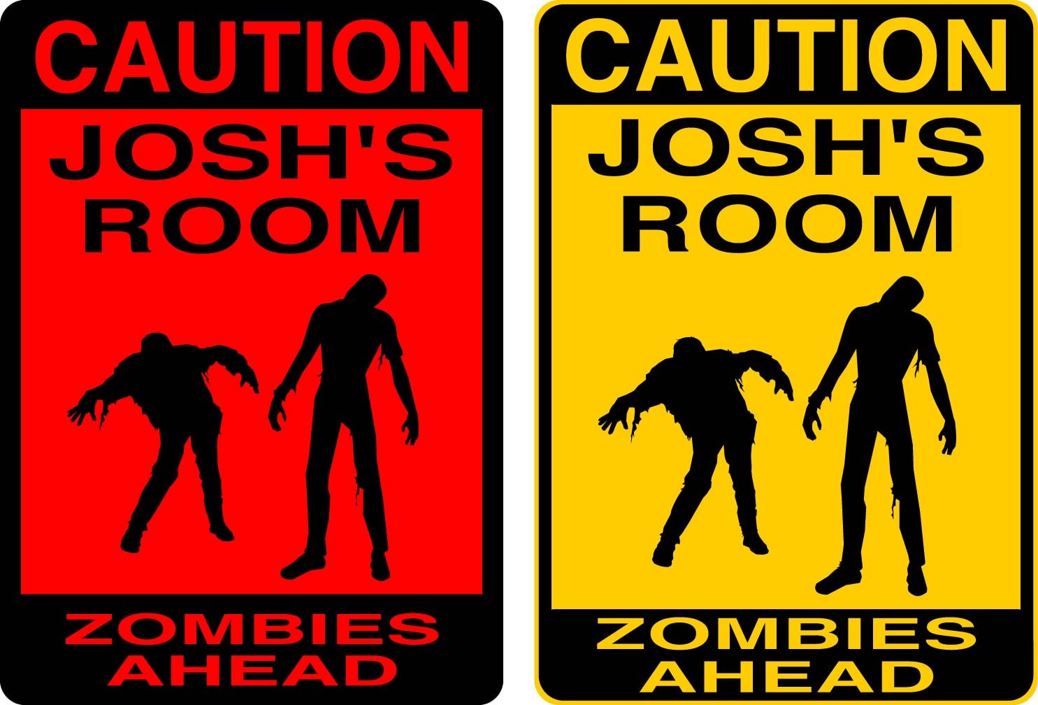 PERSONALIZED ZOMBIE ROOM SIGN DURABLE ALUMINUM NO RUST FULL COLOR CUSTOM SIGN129 