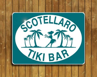 Tiki Bar sign, personalized on solid, weatherproof aluminum