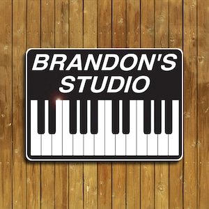 Piano or keyboards sign, personalized for you on solid aluminum